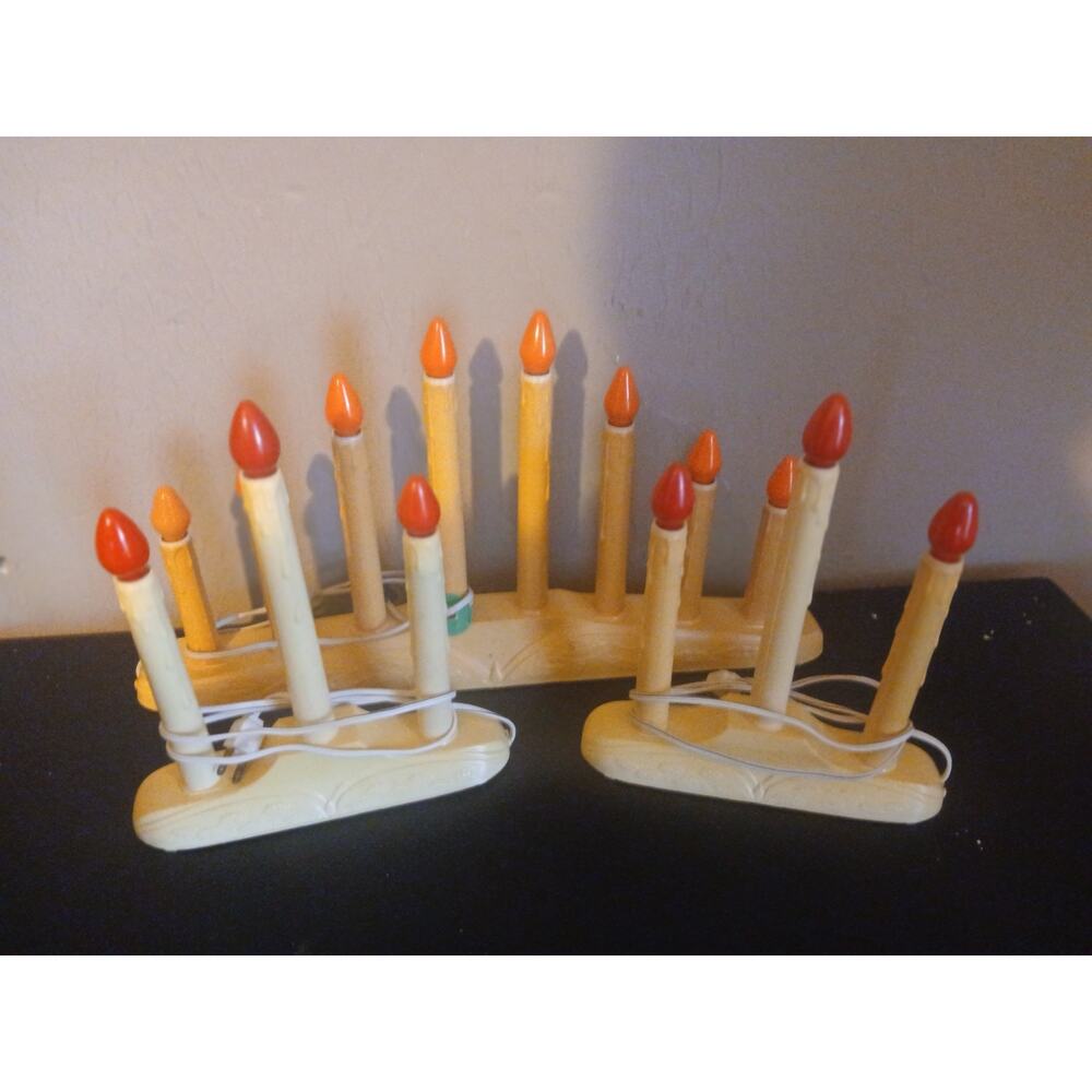 VTG Lot of 3 Multi Light Candolier Old Drip Candle Electric Candelabra Christmas
